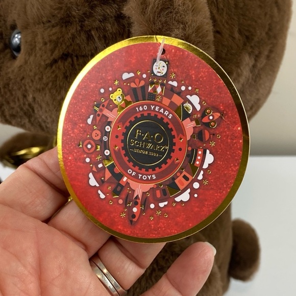 FAO Schwarz 160th Anniversary Gold Monogram Teddy Bear Plush Stuffy Animal 13.5” - Picture 3 of 14